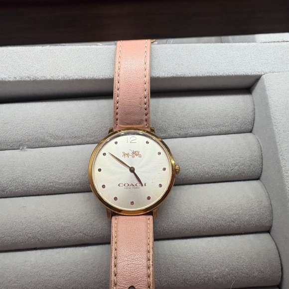 Pink COACH gem watch with leather strap - Picture 4 of 11